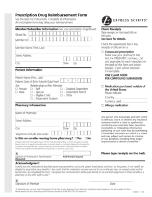 Prescription Drug Reimbursement Form