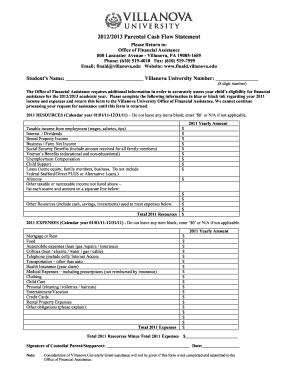 Monthly Cash Flow Statement - Villanova University - www1 villanova