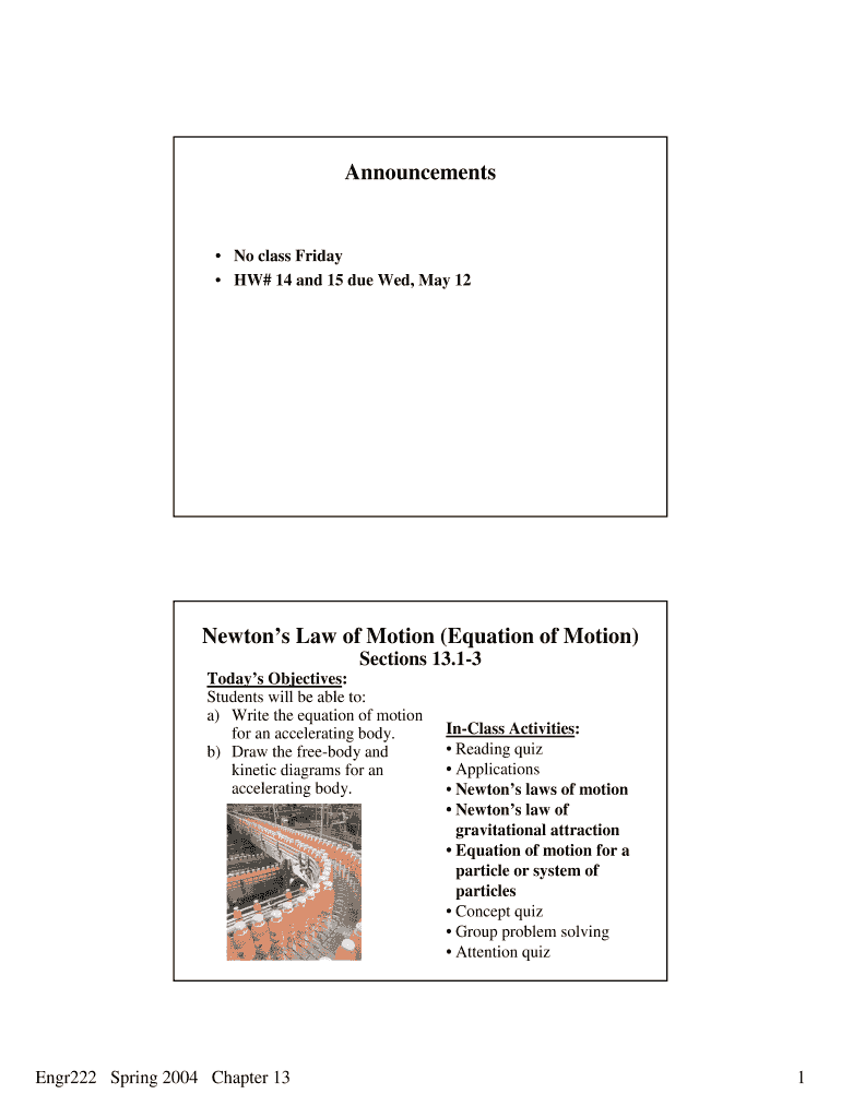 Announcements Newton's Law of Motion (Equation of Motion) - people wallawalla Preview on Page 1
