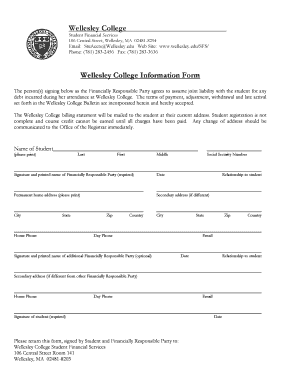 Wellesley College Financial Responsibility Form
