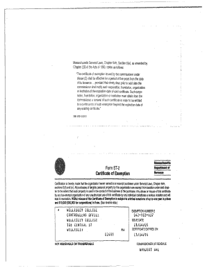 Massachusetts Form ST-5 Sales Tax Exempt Purchaser Certificate