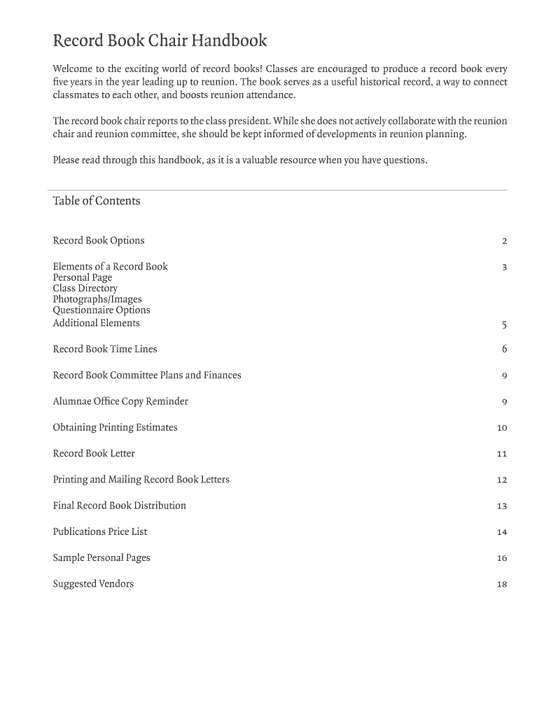 Record Book Chair Handbook Preview on Page 1