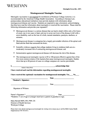 Meningitis Vaccination Form