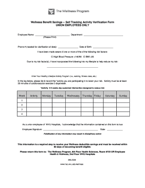 Wellness Benefit Savings Activity Verification Form