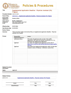 Supplemental Application Deadline Physician Assistant (PA) - wsprod westernu