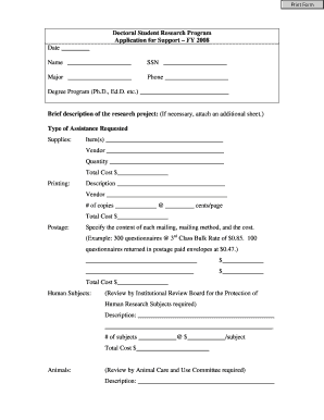 Doctoral Student Research Form