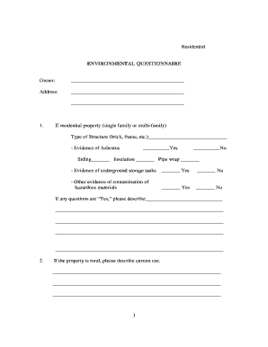 Environment Questionnaire Residential - wheaton
