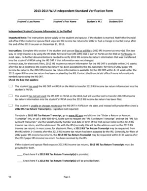 WJU Independent Verification Form