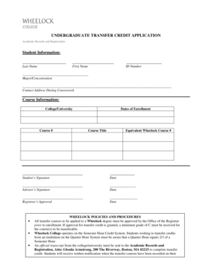 Undergraduate Transfer Credit Application