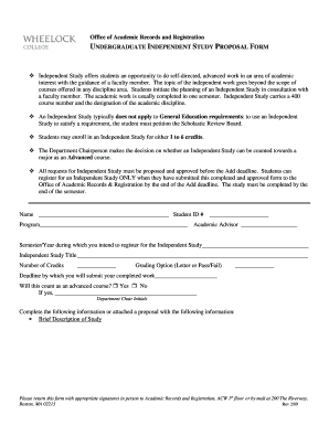 Undergraduate Independent Study Proposal Form