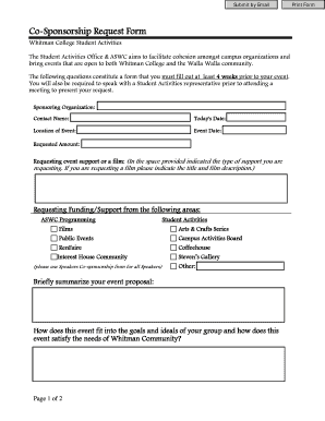 Co-Sponsorship Request Form - Whitman College