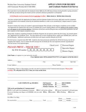 Wichita State University Graduate Degree Application