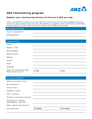 ANZ Volunteering Program Application
