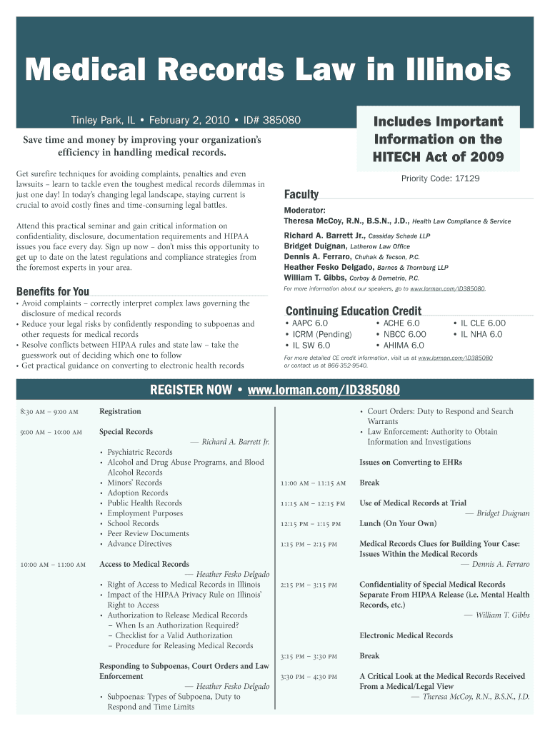 Fillable Online Medical Records Law in Illinois Fax Email Print pdfFiller