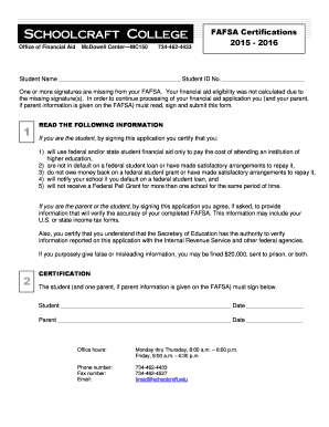 FAFSA Certification Form