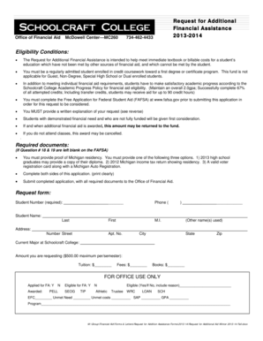 Request for Additional Financial Assistance