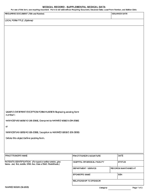 Supplemental Medical Data Form