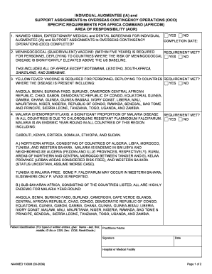 US Military Medical Screening Form for Africa Deployments