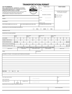 City of Monrovia Transportation Permit