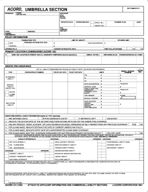 Commercial Umbrella Insurance Application