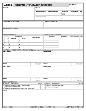 Equipment Floater Application Form