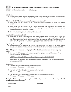 USC Patient Release HIPAA Authorization