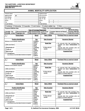 Animal Mortality Insurance Application