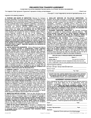 Pre-Inspection Transfer Agreement