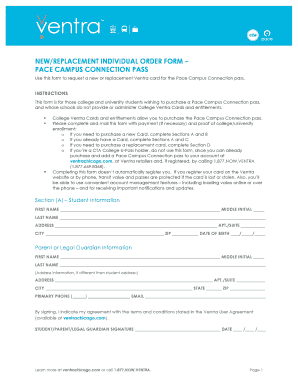 Pace Campus Connection Pass Order Form