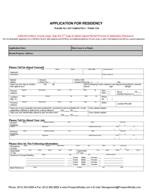 Application for Residency
