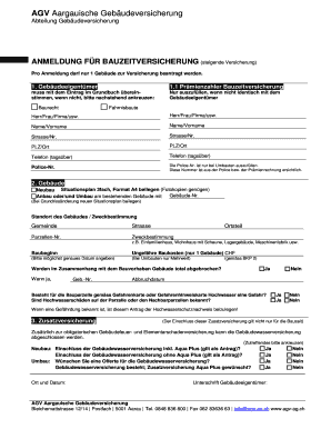 ANMELDUNG FÜR BAUZEITVERSICHERUNG