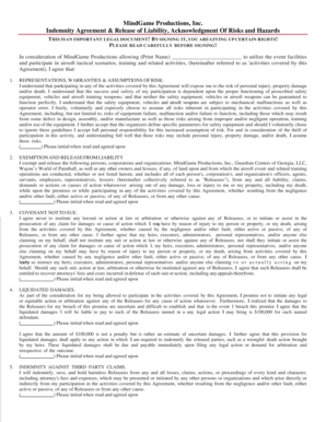 MindGame Productions Indemnity Agreement