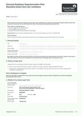 Suncorp Employee Superannuation Choice Form