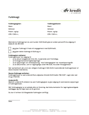 Power of Attorney for DLR Kredit Access