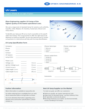 UV Lamp Specification Form