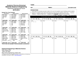 Academic Planning Worksheet