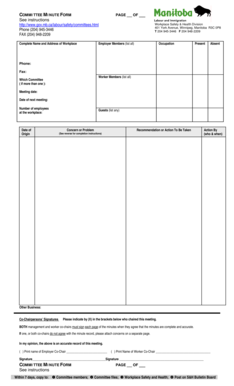 Workplace Safety Committee Minute Form