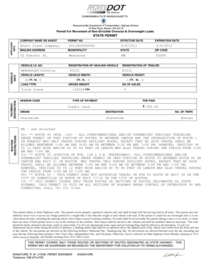 Massachusetts Oversize Overweight Load Permit