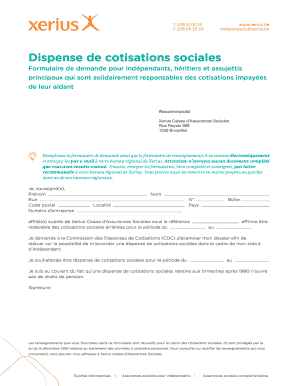 Formulaire de demande de dispense de cotisations sociales