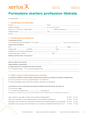 Formulaire starters profession libérale
