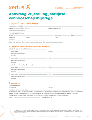 Aanvraag vrijstelling jaarlijkse vennootschapsbijdrage