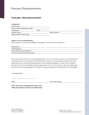 Formulier ‘Waardeoverdracht’
