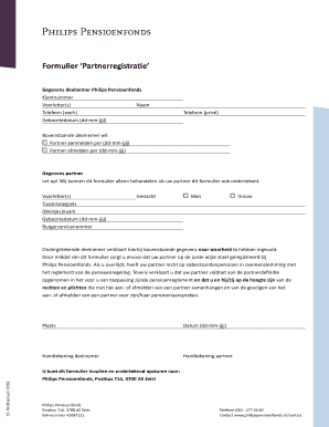 Formulier ‘Partnerregistratie’