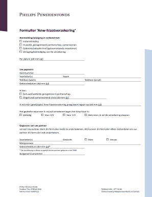 Formulier ‘Anw-hiaatverzekering’