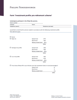 Philips Flex Pension Investment Profile Form