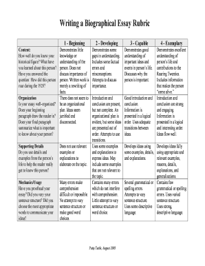 rubric for biographical essay