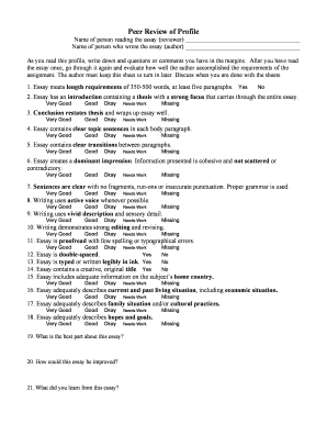 Profile Essay Peer Review Form