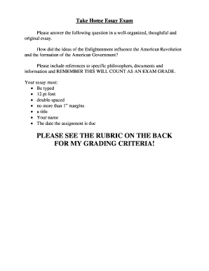 Take Home Essay Exam