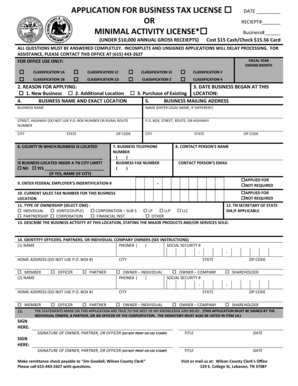Tennessee Business Tax License Application