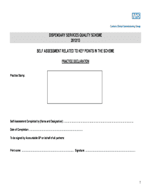 Dispensary Services Quality Scheme Self Assessment